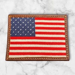 American Flag Needlepoint card wallet